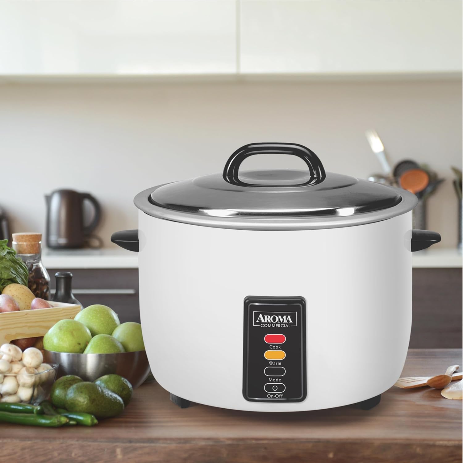 Aroma Housewares 60-Cup Commercial Rice Cooker, White