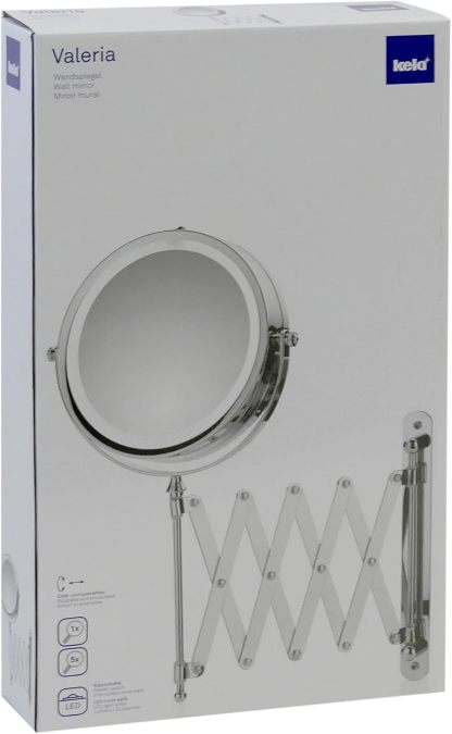 kela Valeria Wall Cosmetic Mirror with LED Lighting Extendible