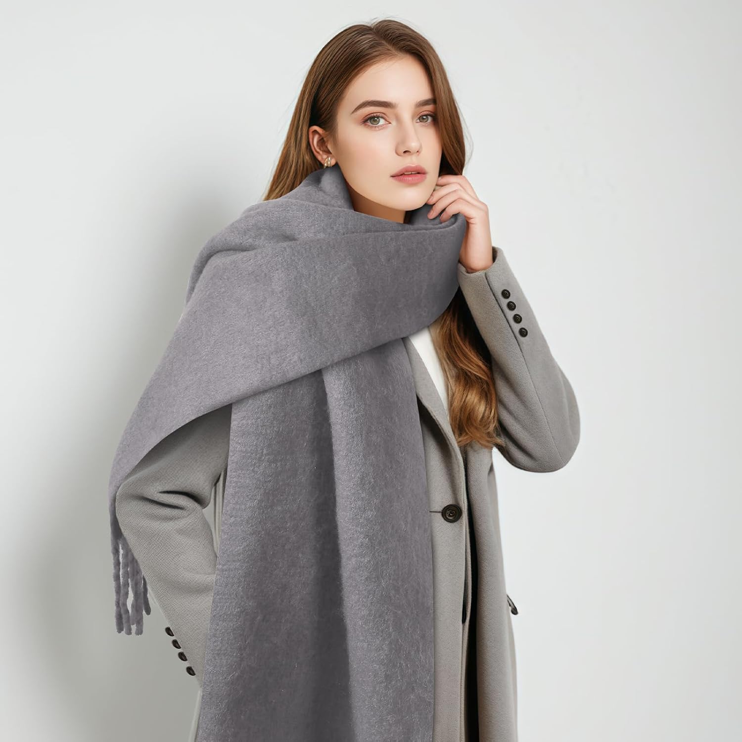 Gray Super Soft Cashmere Winter Scarf - Unisex