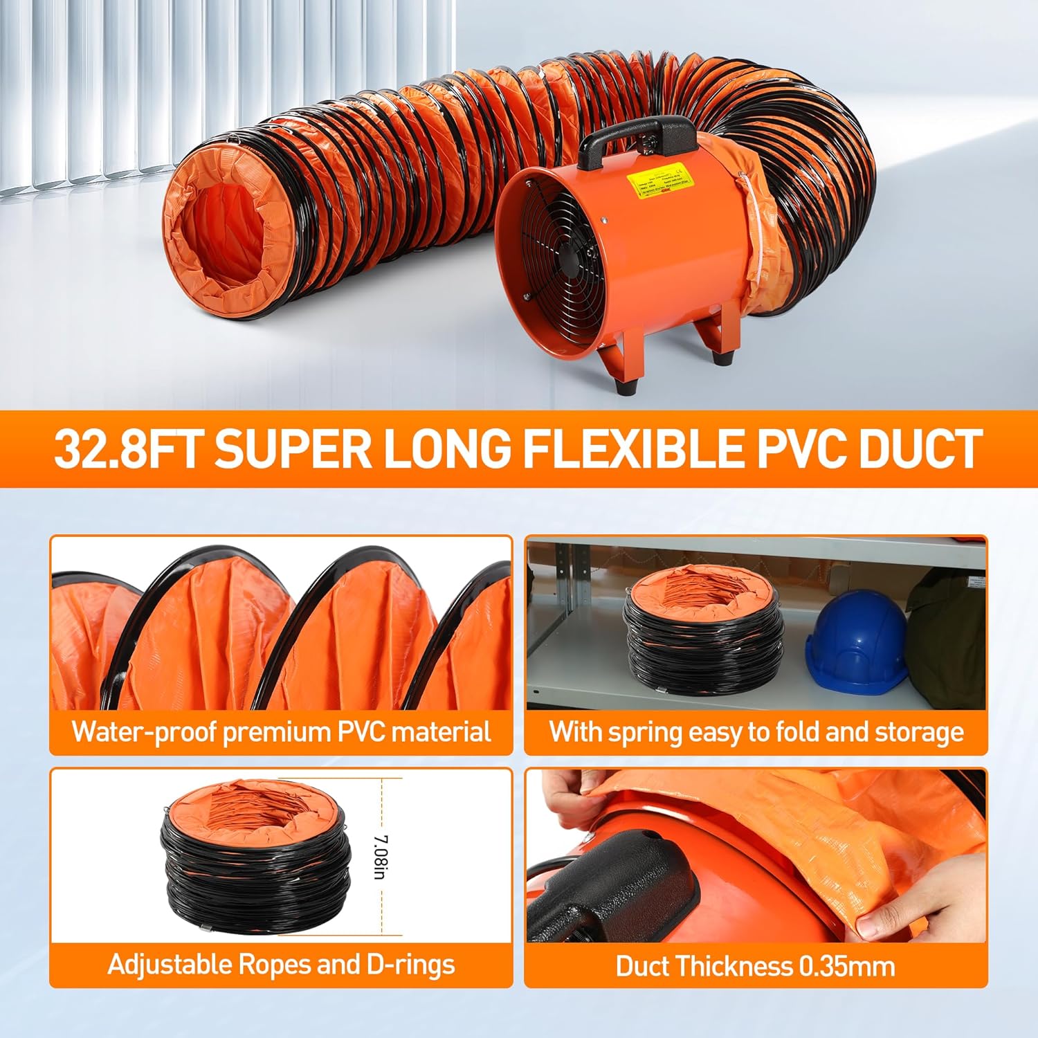 Rengue 12 Inches Utility Blower/Exhaust with 32.8 FT Hose Fan