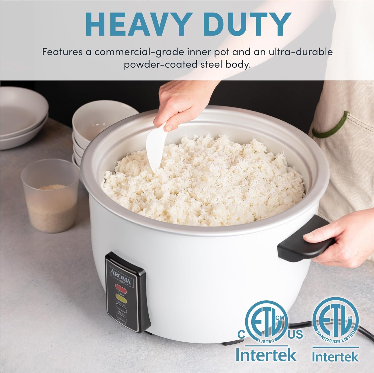 Aroma Housewares 60-Cup Commercial Rice Cooker, White