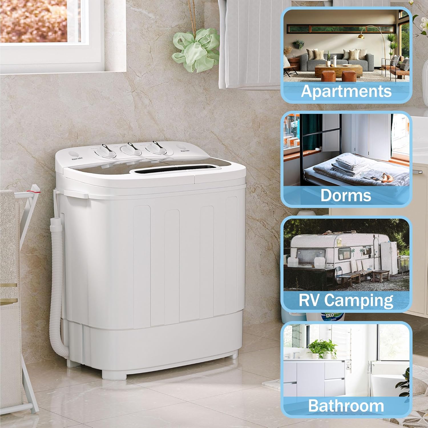SUPER DEAL SUPER DEAL Compact Mini Twin Tub Washing Machine 13lbs