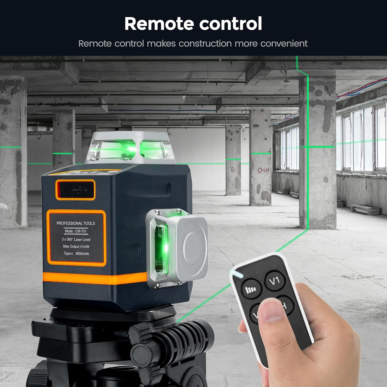 CIGMAN Laser Level Self Leveling 3x360° 3D Green Cross Line