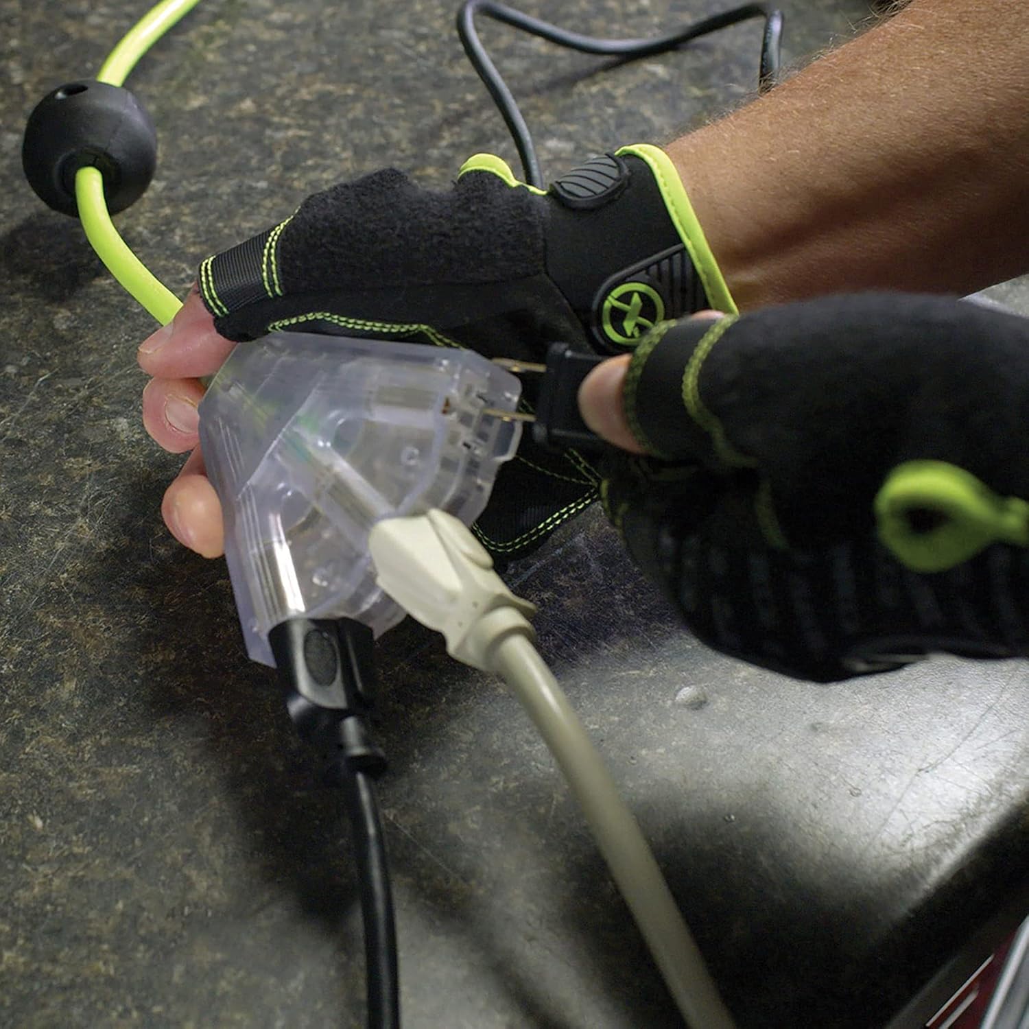 Flexzilla Retractable Extension, Grounded Triple Tap Outlet Electric Cord Reel