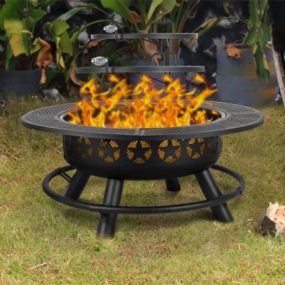 Hykolity 35 Inch Fire Pit with 2 Cooking Grate & Charcoal Pan
