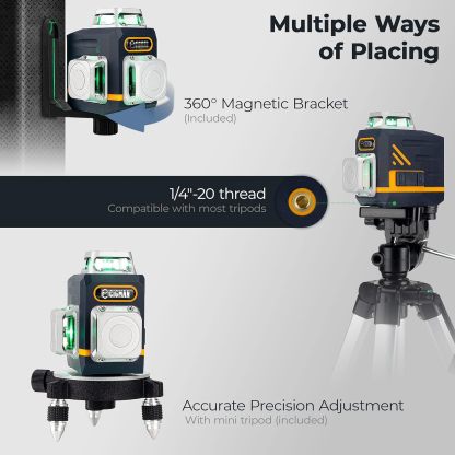 CIGMAN Laser Level Self Leveling 3x360° 3D Green Cross Line