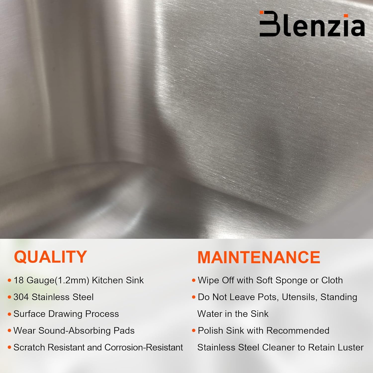Blenzia 33 Inch Double Bowl Kitchen Sink Topmount Stainless Steel