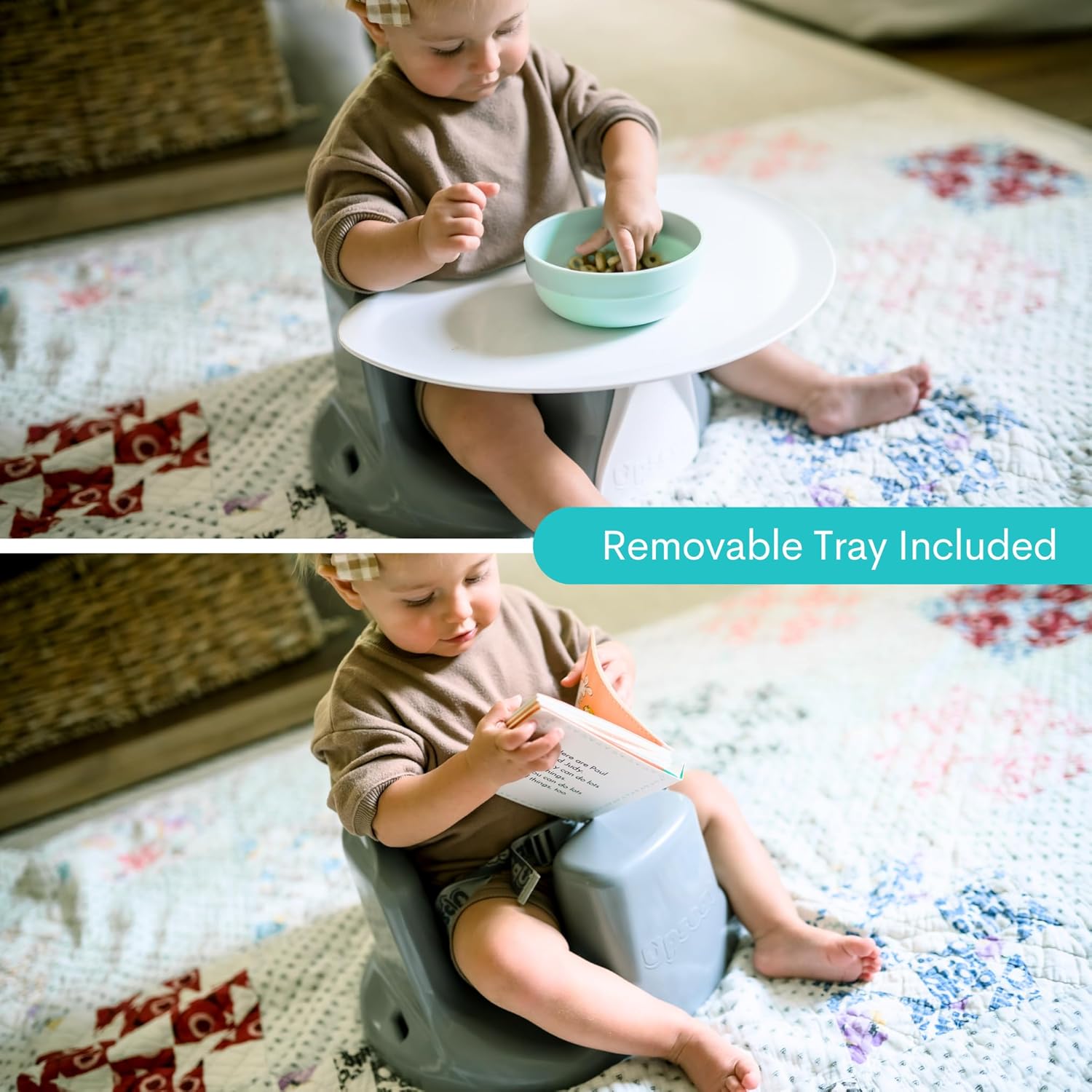 Upseat Baby Floor Seat Booster Chair for Sitting Up with Removable Tray