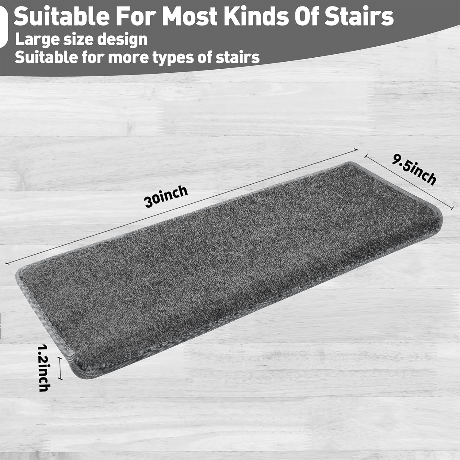 PURE ERA Bullnose Carpet Stair Treads Set Tape Free Non-Slip Indoor Stair Protectors