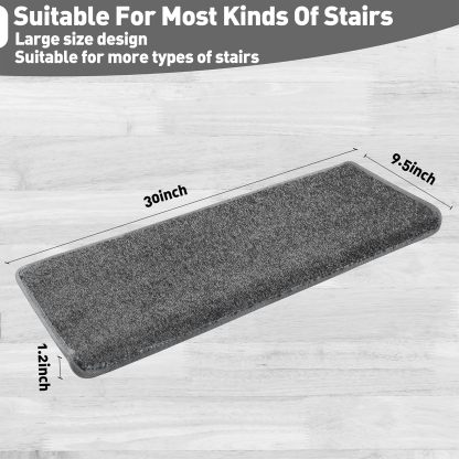 PURE ERA Bullnose Carpet Stair Treads Set Tape Free Non-Slip Indoor Stair Protectors