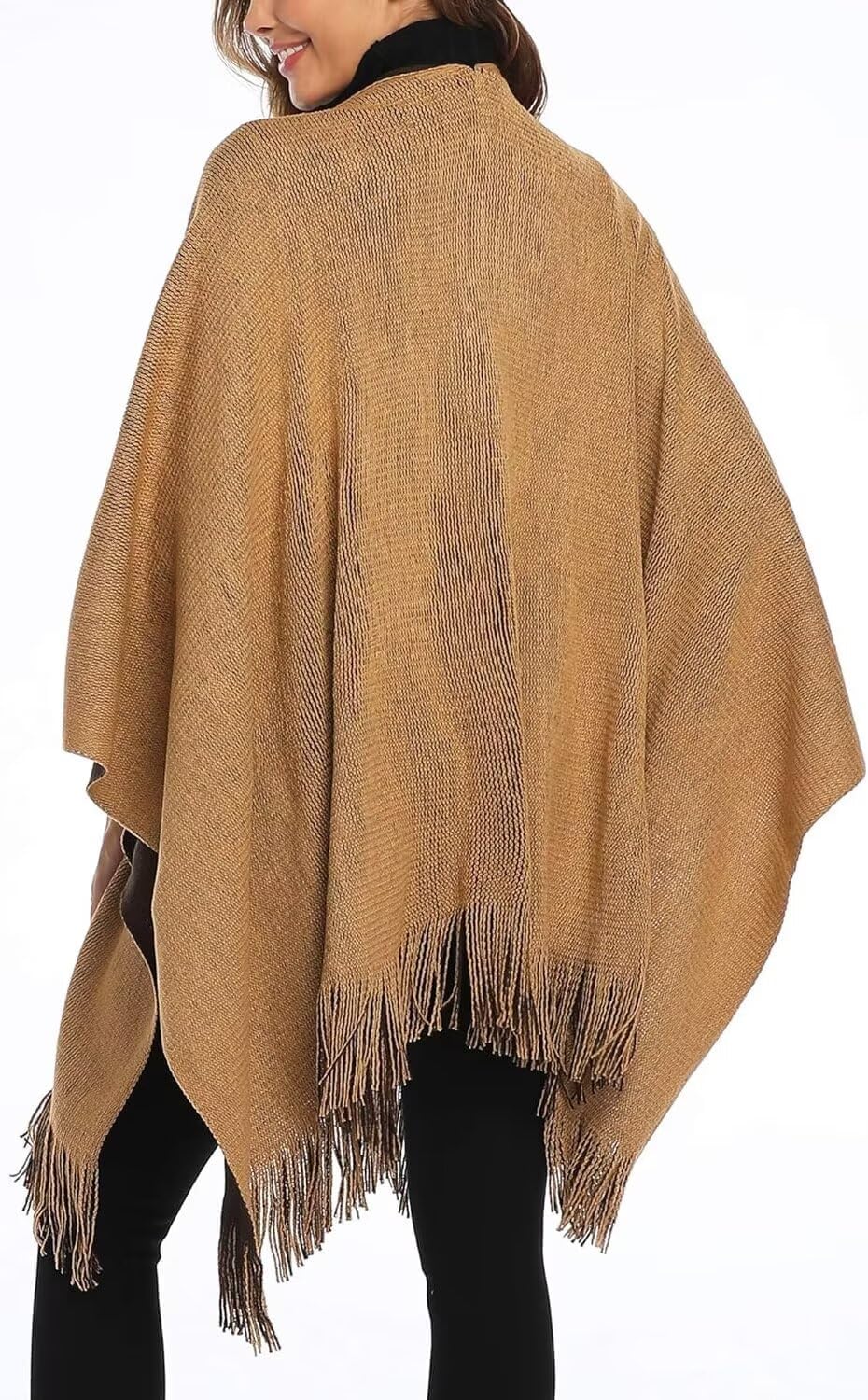 Women's Warm Shawl Wraps Plaid Poncho Cape Long Tassel Blanket Pashmina Sweater Coat Open Front Cardigan Block Floral Stripe
