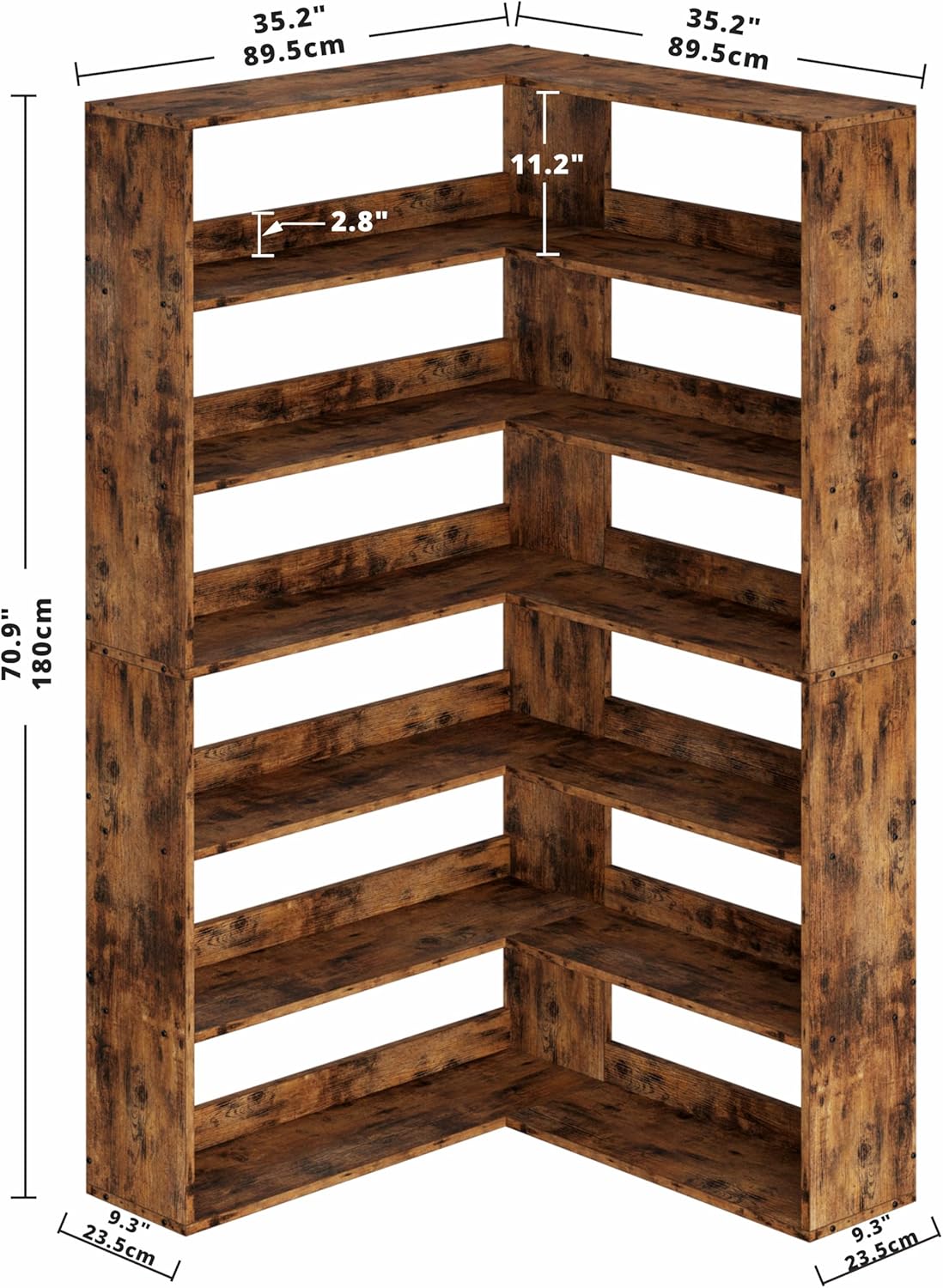 IRONCK Bookshelves 6 Tiers with Baffles Industrial Large Corner Etagere Bookcase