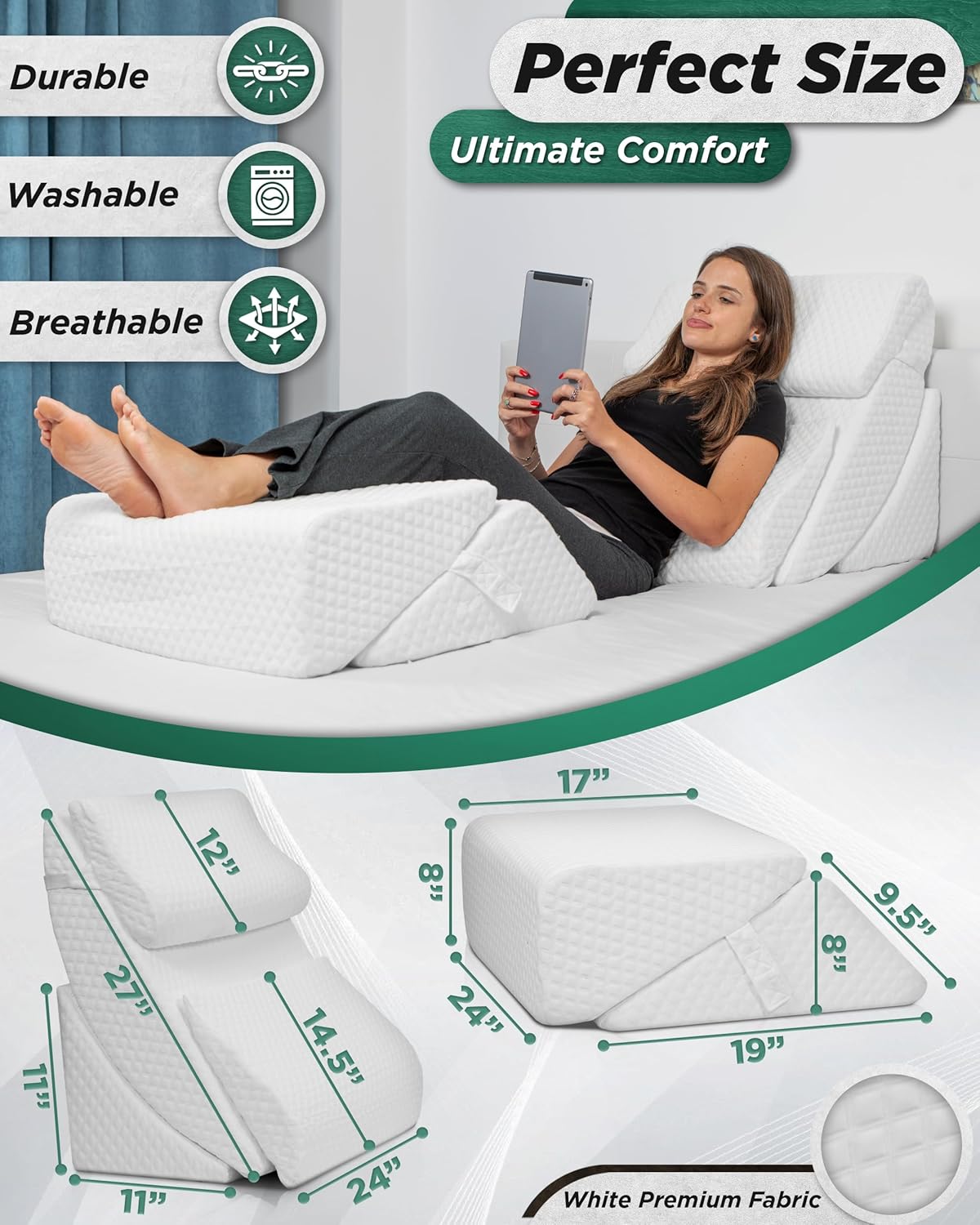 Lunix 6pcs Orthopedic Bed Wedge Pillow Set