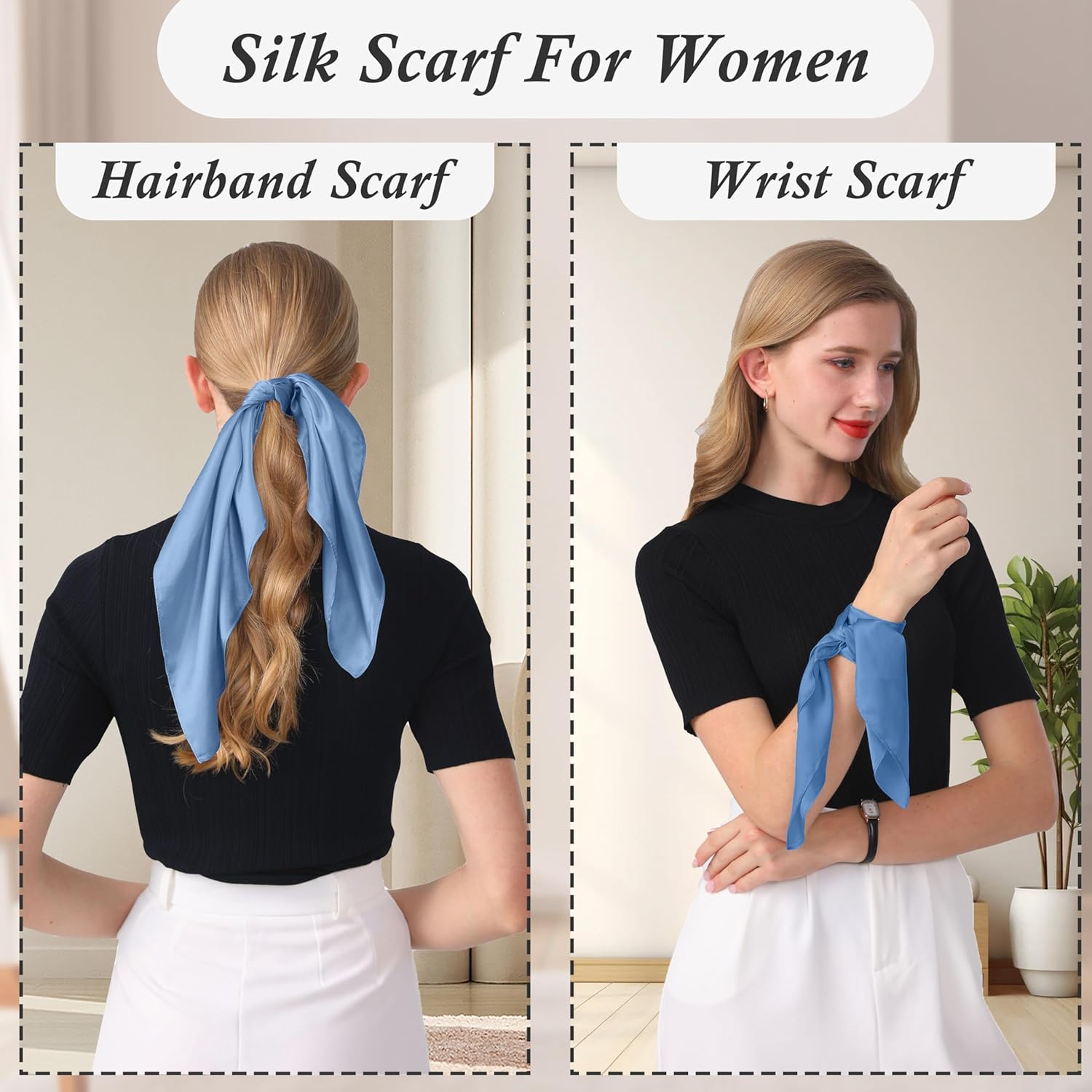 Blue Mulberry Silk Lightweight Square Scarf - 21 inches