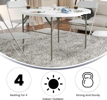 Flash Furniture Round Plastic Folding Event Table with Carrying Handle