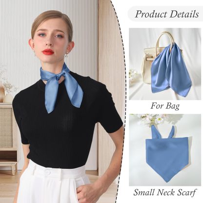 Blue Mulberry Silk Lightweight Square Scarf - 21 inches