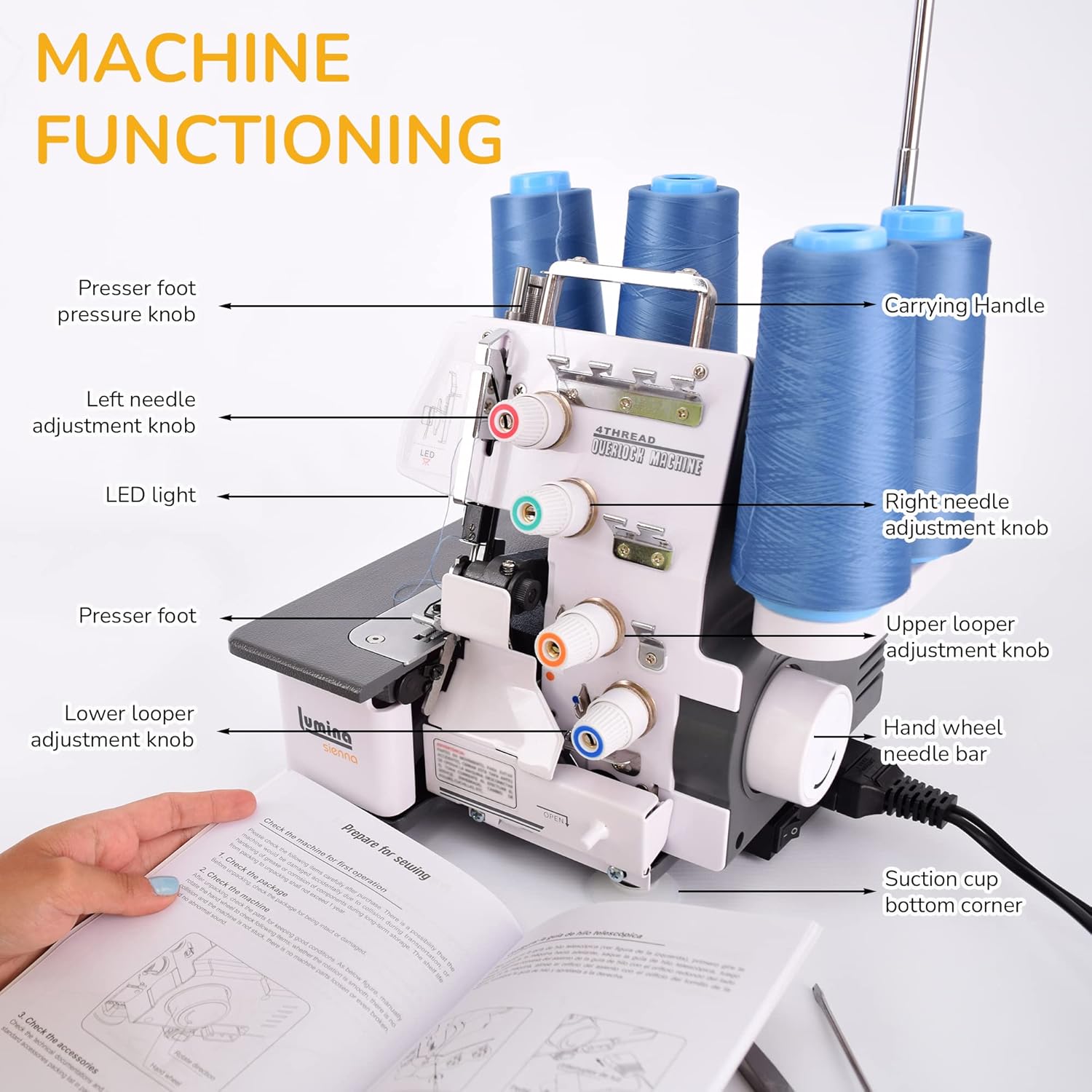 Lumina Sienna Serger Sewing Machine - Industrial Grade Sergers & Overlock Machines