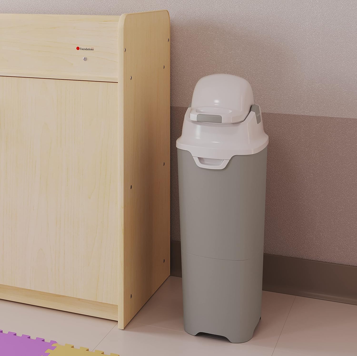 Foundations Tall Diaper Pail with Airtight Lid - Durable & Odorless Diaper Disposal