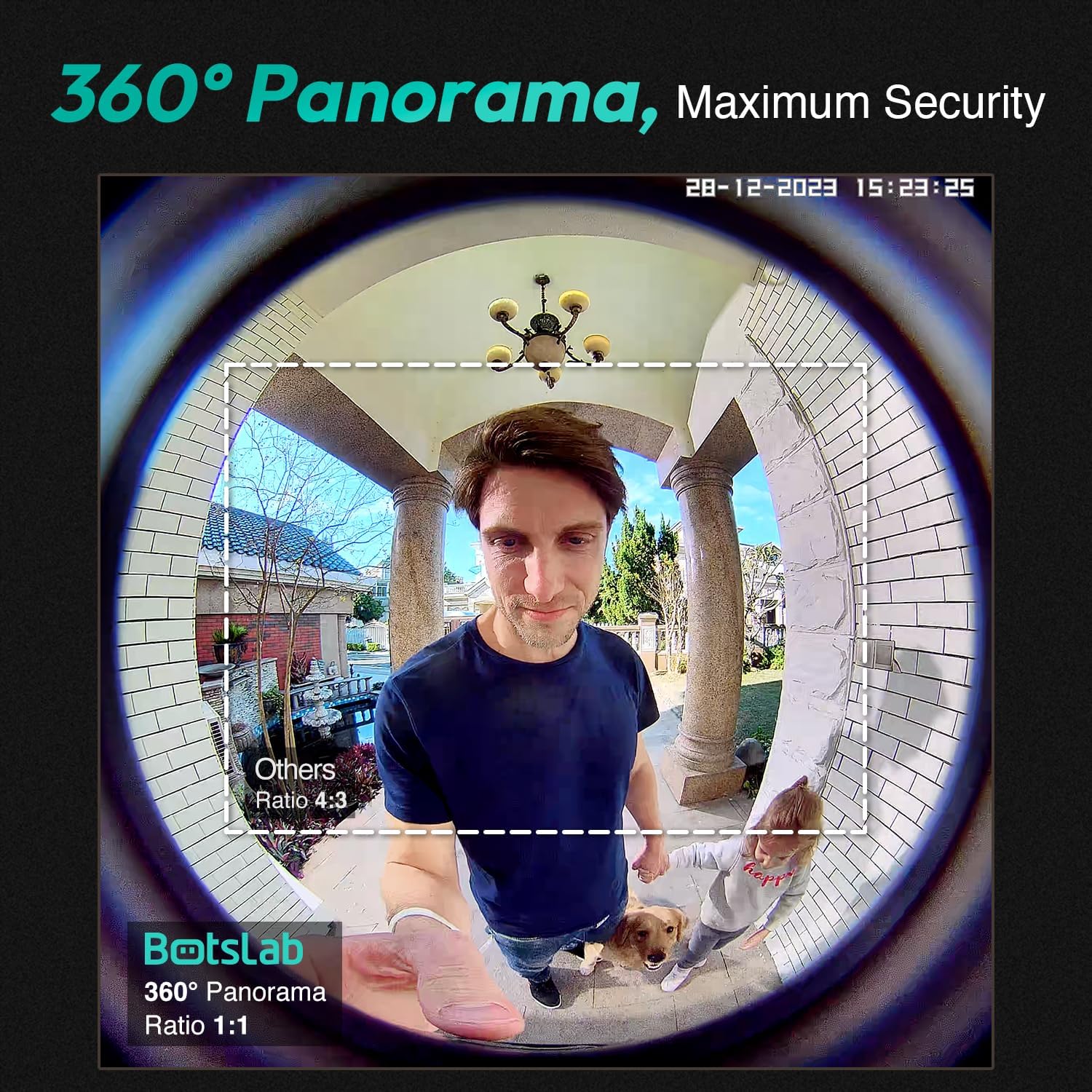 BOTSLAB Video Doorbell Camera, Head-to-Toe&180° View