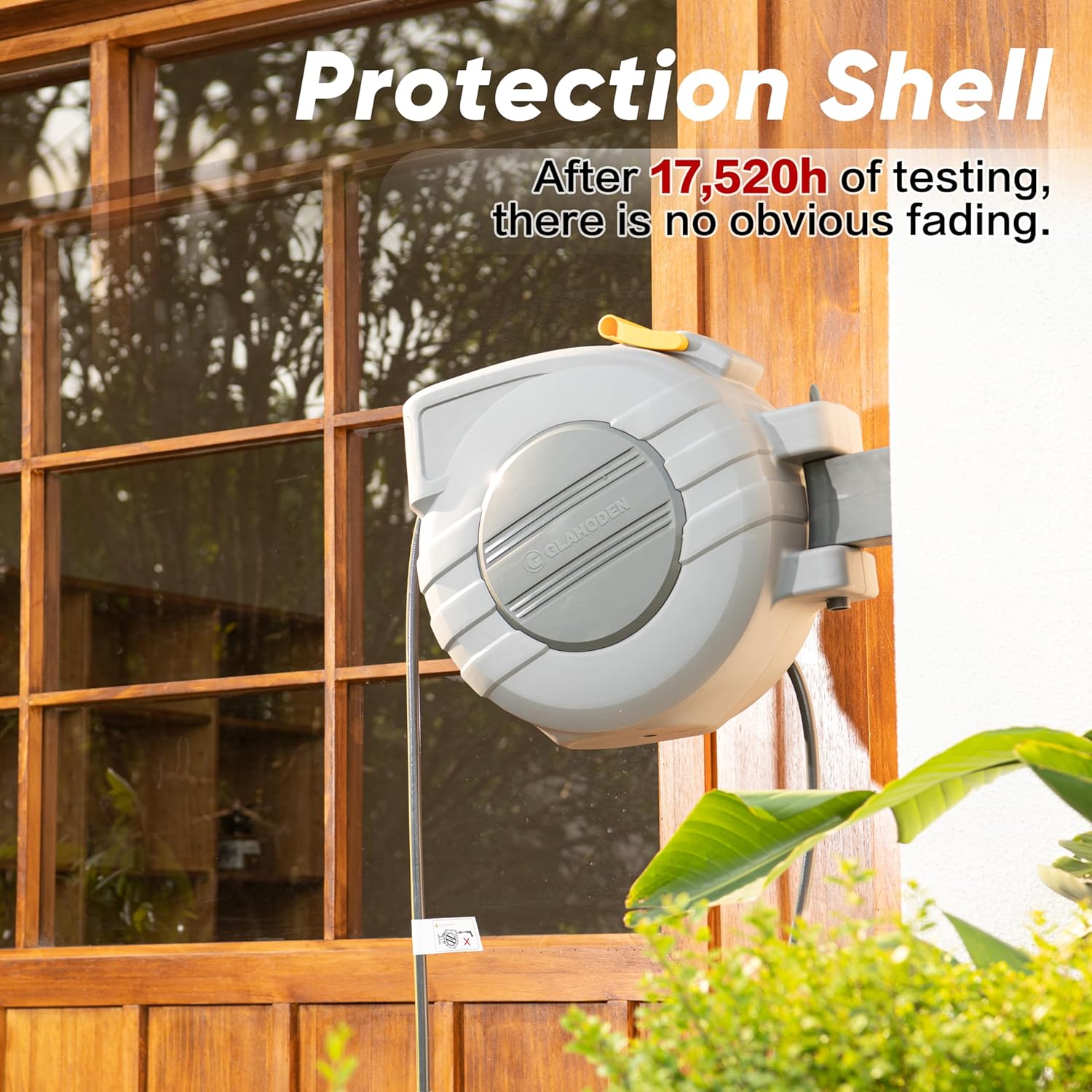 Glahoden Retractable Garden Hose Reel Brass Fitting 9 Pattern Nozzle
