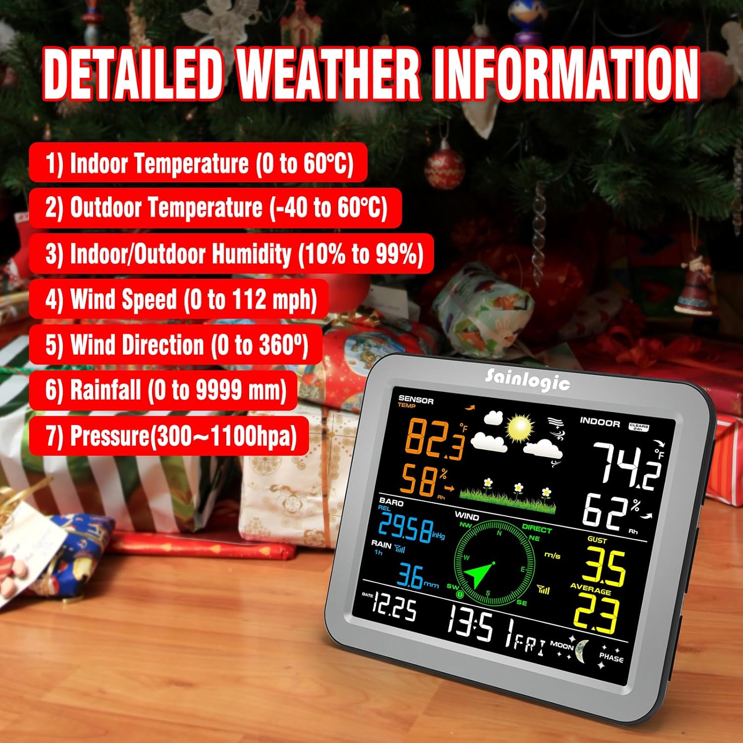 Sainlogic Weather Station with Rain Gauge and Wind Speed/Direction