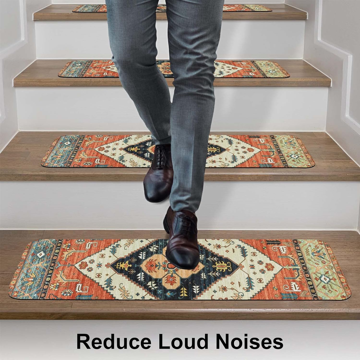 OJIA Non-Slip Carpet Stair Treads for Wooden Steps Set of 15