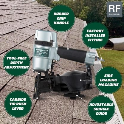 Metabo HPT Roofing Nailer Pro-preferred Pneumatic Power Nailers in Roofing tools