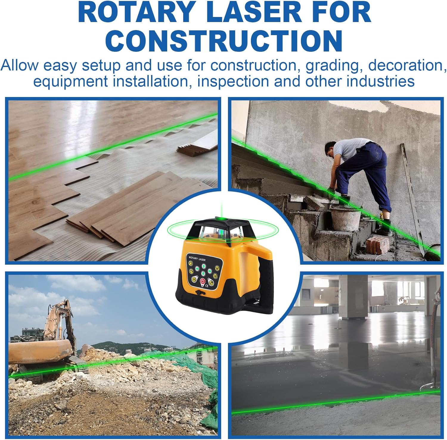 Iglobalbuy Rotary Laser Level Green Laser Self Leveling Kit