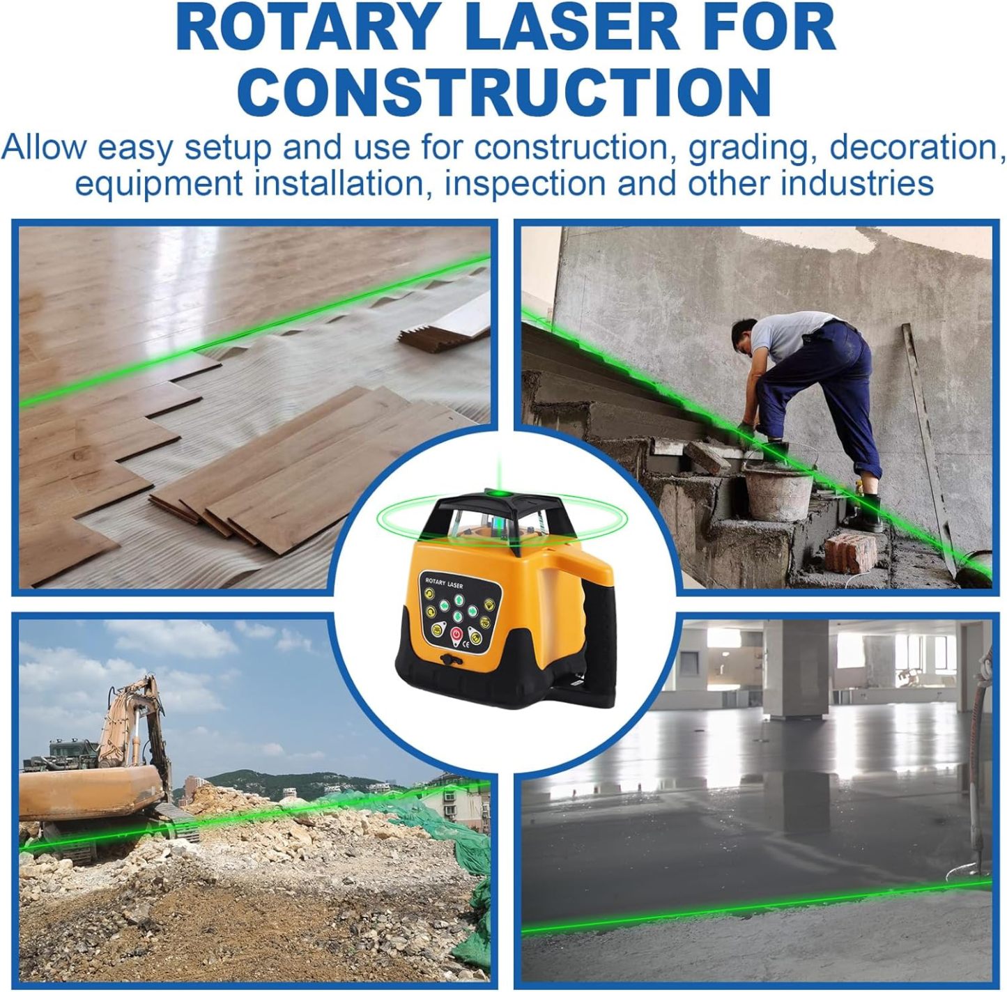 Iglobalbuy Rotary Laser Level Green Laser Self Leveling Kit