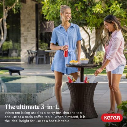 Keter Pacific Cool Bar Outdoor Patio Furniture and Hot Tub Side Table