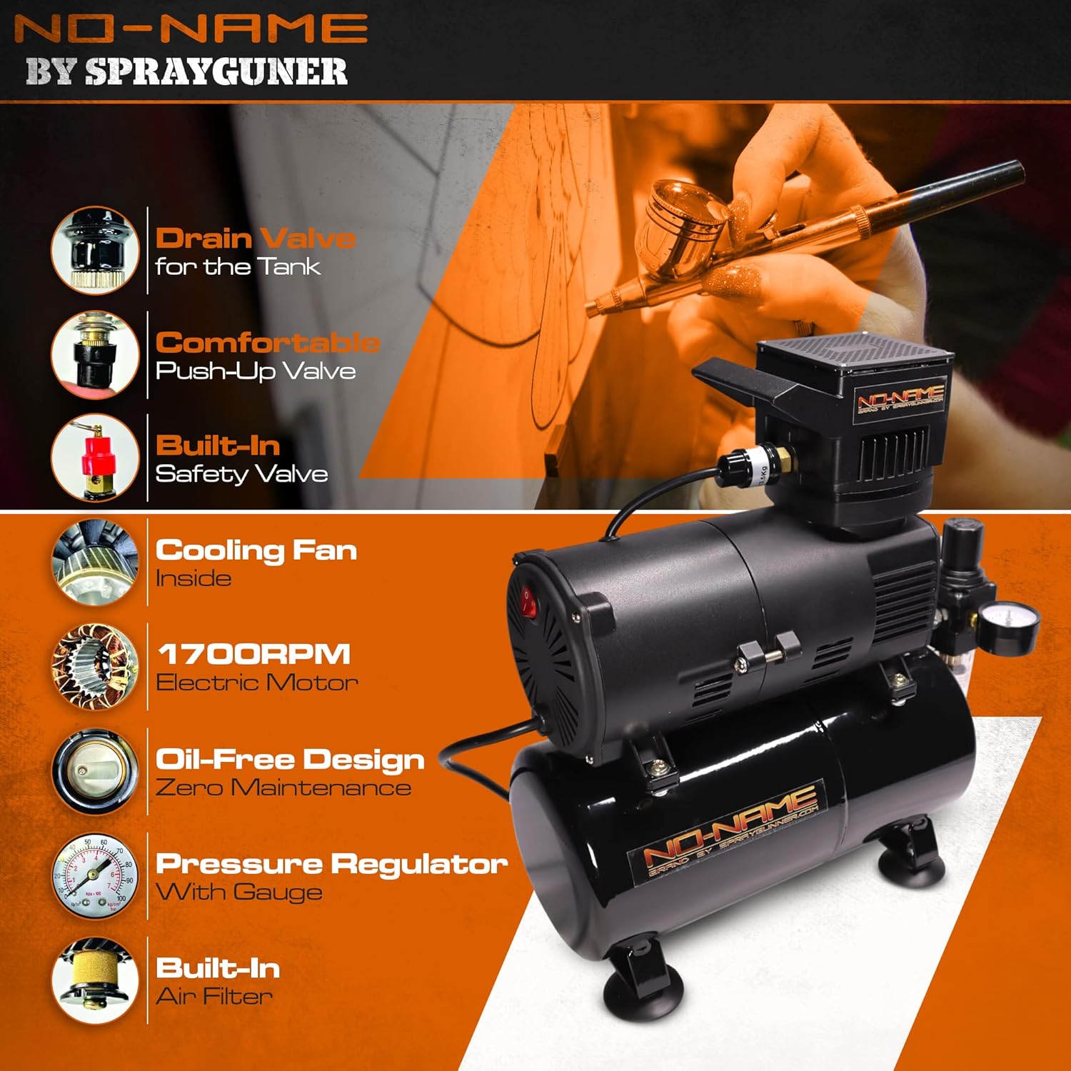 NO-NAME Quiet compressorairbrush with air tank model