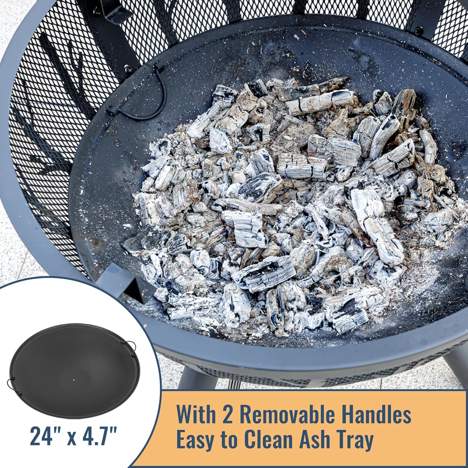 Panovue 35 Inch Wood Burning Fire Pit with BBQ Grill