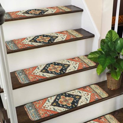 OJIA Non-Slip Carpet Stair Treads for Wooden Steps Set of 15