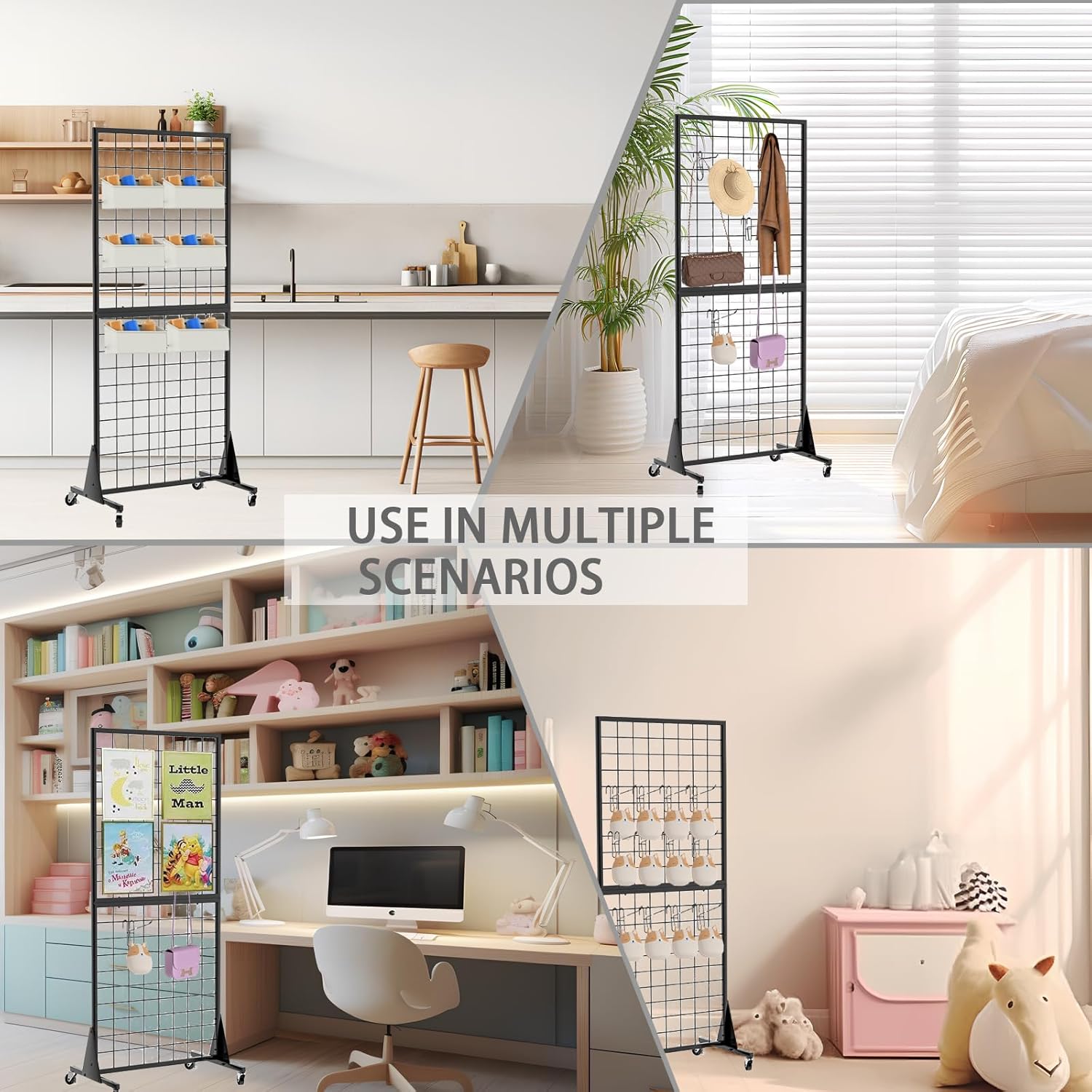 Blasinc Gridwall Panel Display Stand Heavy Movable Floorstanding Grid Wall Panels Retail Display
