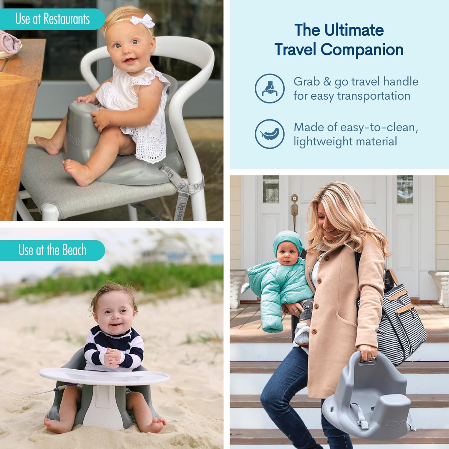 Upseat Baby Floor Seat Booster Chair for Sitting Up with Removable Tray