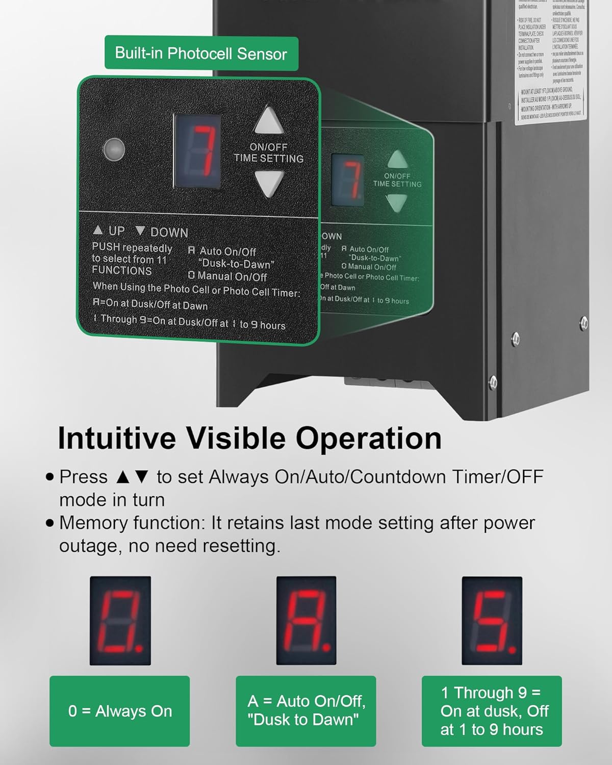 Treewell Outdoor Landscape Lighting Transformer with Photocell Sensor & Timer
