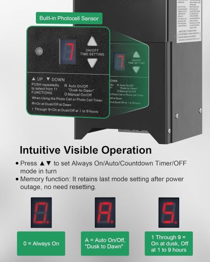 Treewell Outdoor Landscape Lighting Transformer with Photocell Sensor & Timer