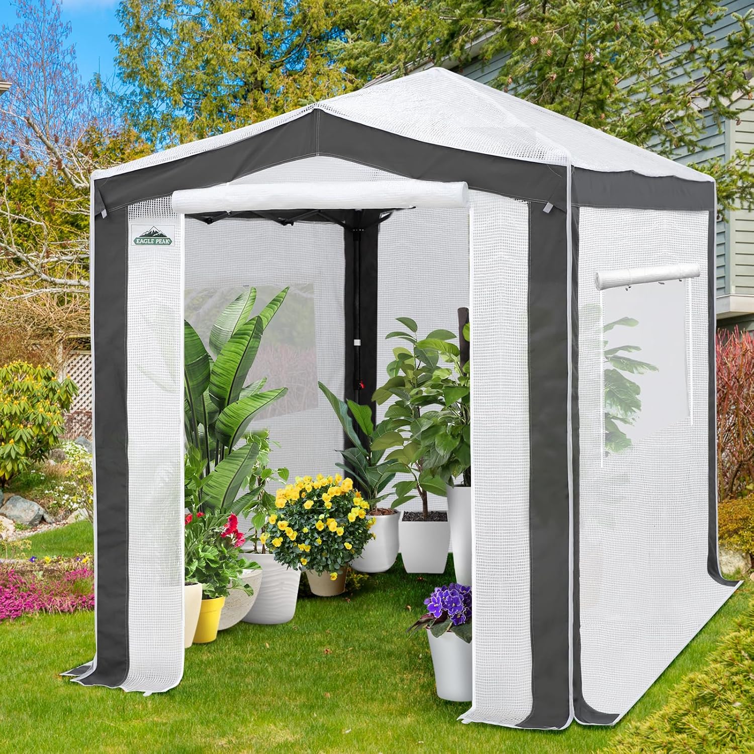 EAGLE PEAK Portable Walk in Greenhouse with Polyester Reinforced Corners