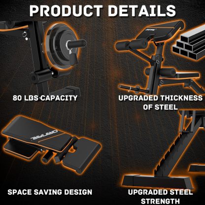 Orinar Weight Bench Press, Strength Training Adjustable Workout Benches for Full Body