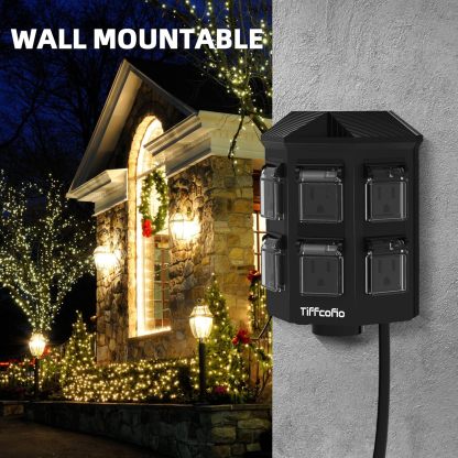 Tiffcofio Outdoor Power Strip with Stake, 100 FT Extension Cord