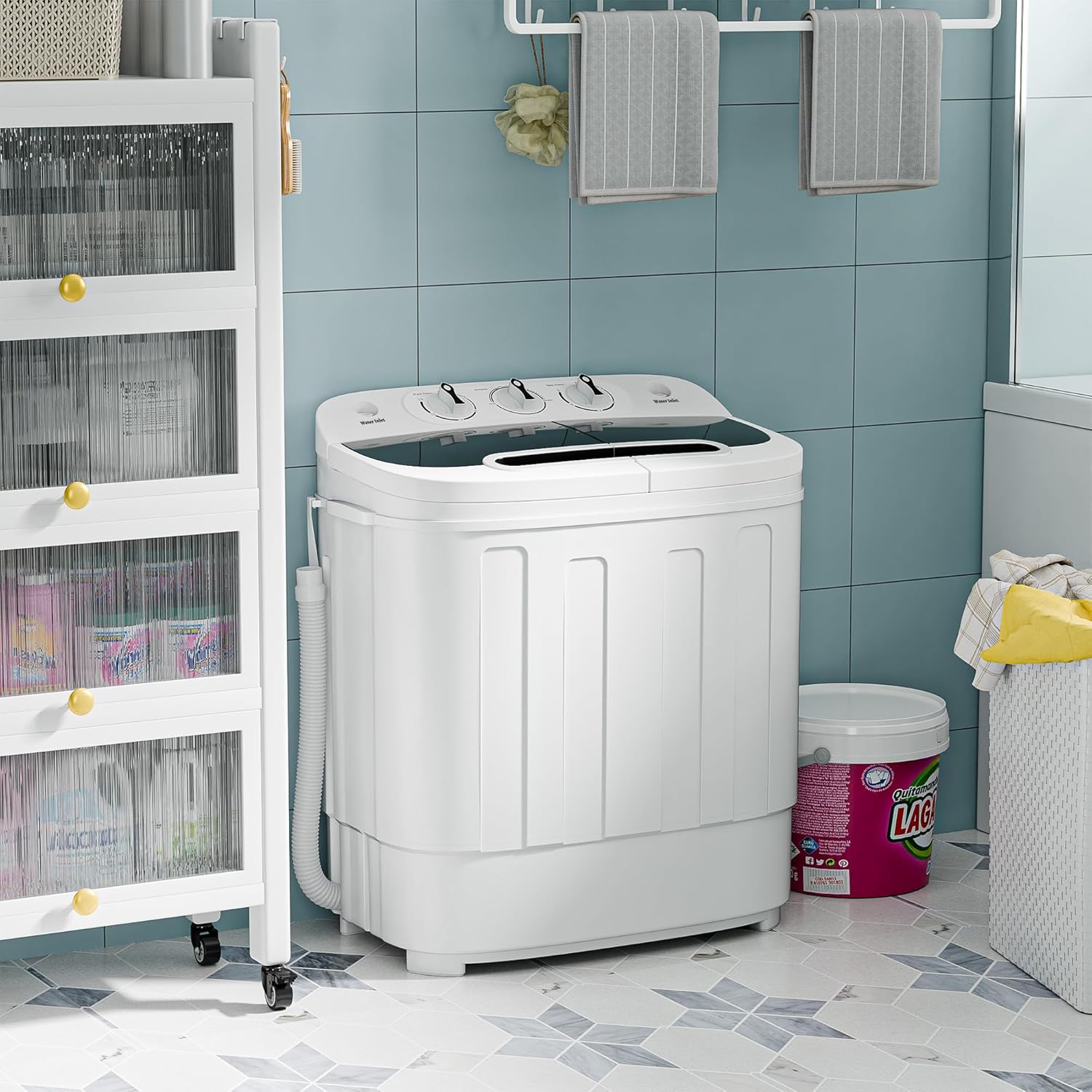 SUPER DEAL SUPER DEAL Compact Mini Twin Tub Washing Machine 13lbs