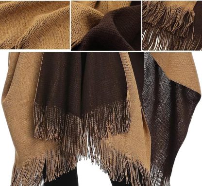 Women's Warm Shawl Wraps Plaid Poncho Cape Long Tassel Blanket Pashmina Sweater Coat Open Front Cardigan Block Floral Stripe