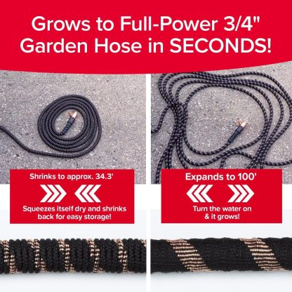 Pocket Hose Copper Bullet Expandable Garden Hose with 10 Pattern Thumb Spray