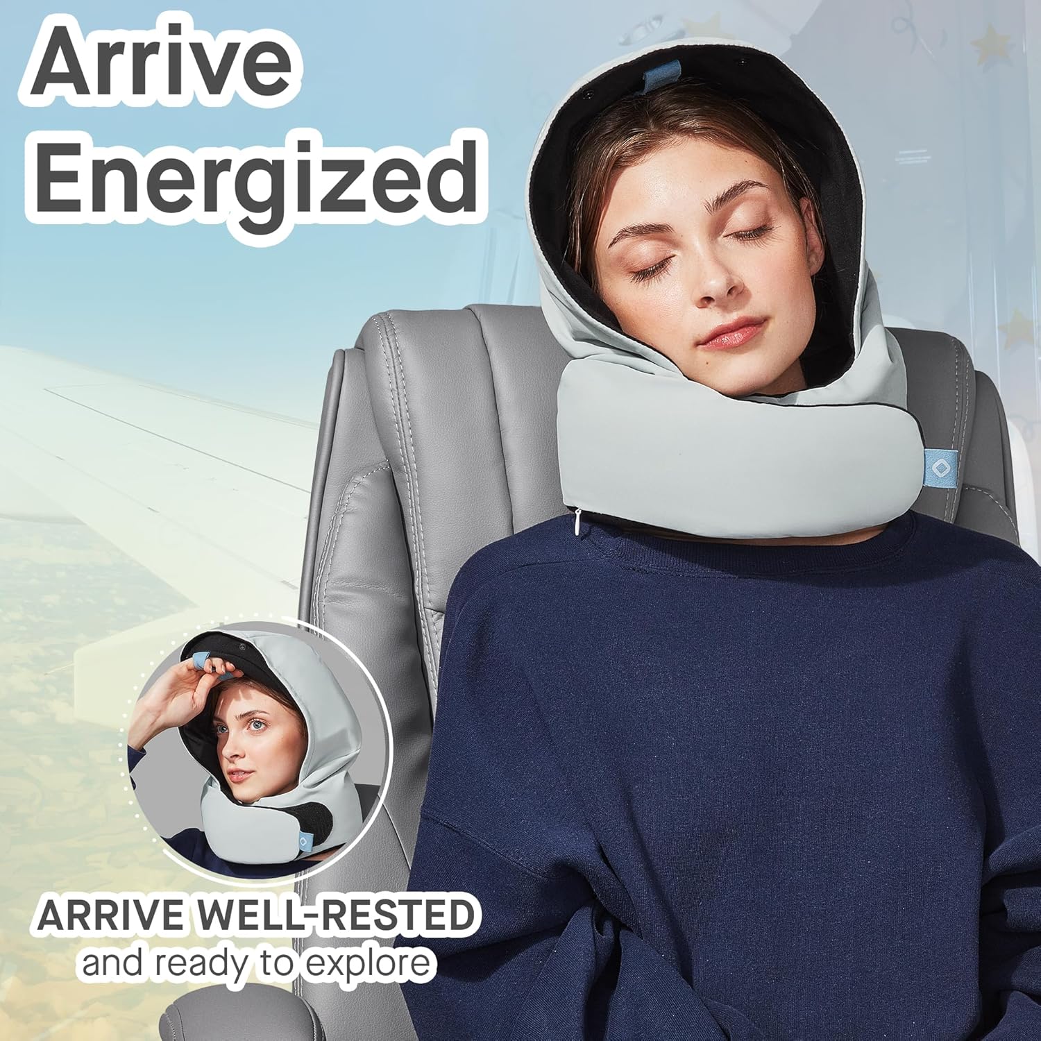 PLUTO Premium Travel Neck Pillow with Adjustable Velcro