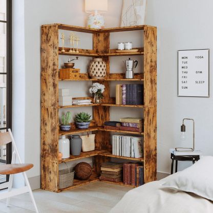 IRONCK Bookshelves 6 Tiers with Baffles Industrial Large Corner Etagere Bookcase