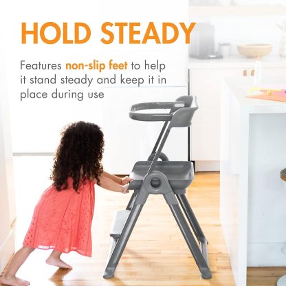 Boon Pivot Toddler Tower - Folding Toddler Step Stool for Bathroom Sink or Kitchen Countertop