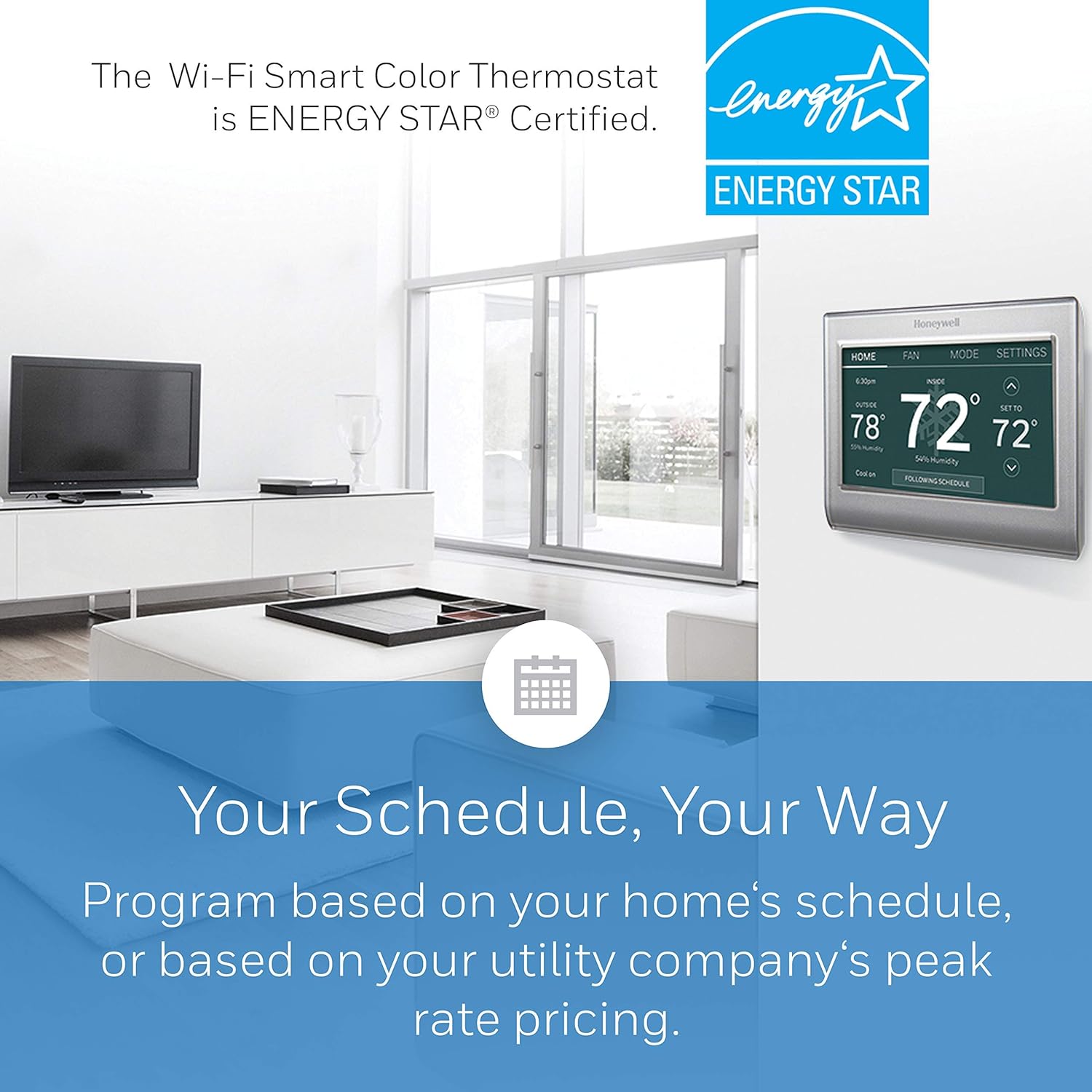 Honeywell Home Wi-Fi Smart Color Thermostat, Touch Screen