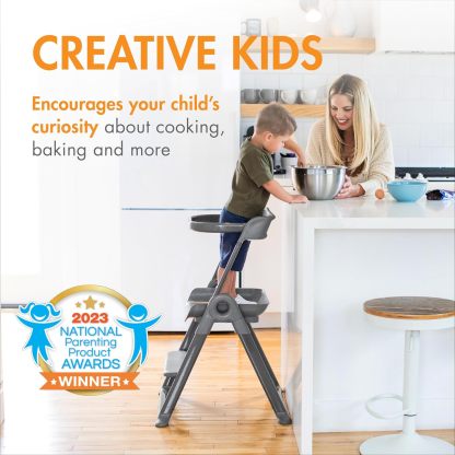 Boon Pivot Toddler Tower - Folding Toddler Step Stool for Bathroom Sink or Kitchen Countertop