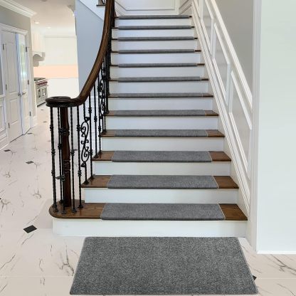 PURE ERA Bullnose Carpet Stair Treads Set Tape Free Non-Slip Indoor Stair Protectors