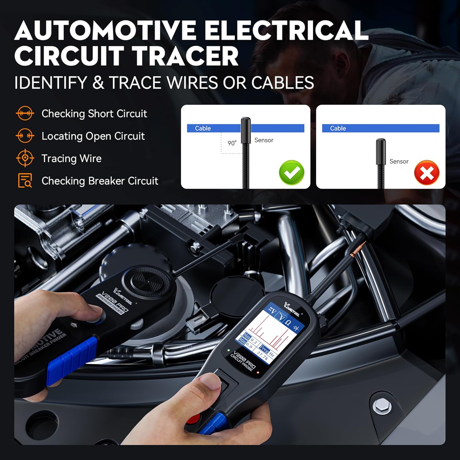 VDIAGTOOL Automotive Power Circuit Probe Tester Breaker Finder Too